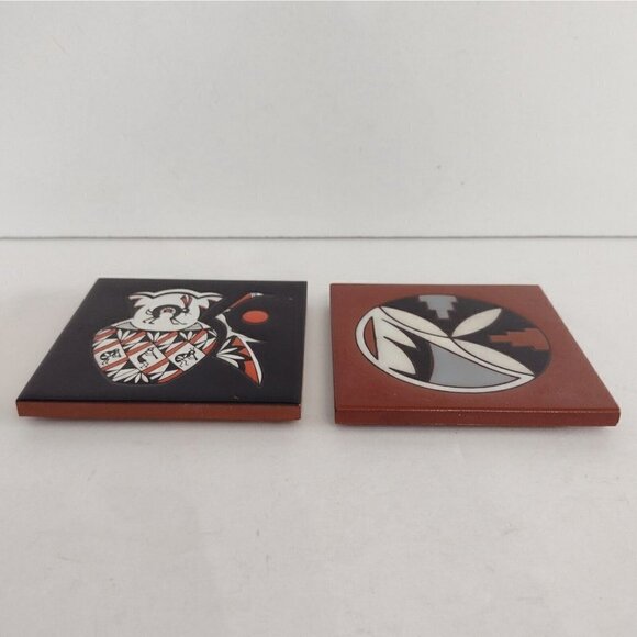 Vintage Set Of Cleo Teissedre 1992 Native American Tiles Kokopelli Abstract Art - Picture 2 of 7